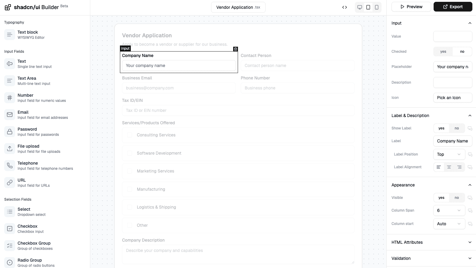 MVPBlocks component library preview